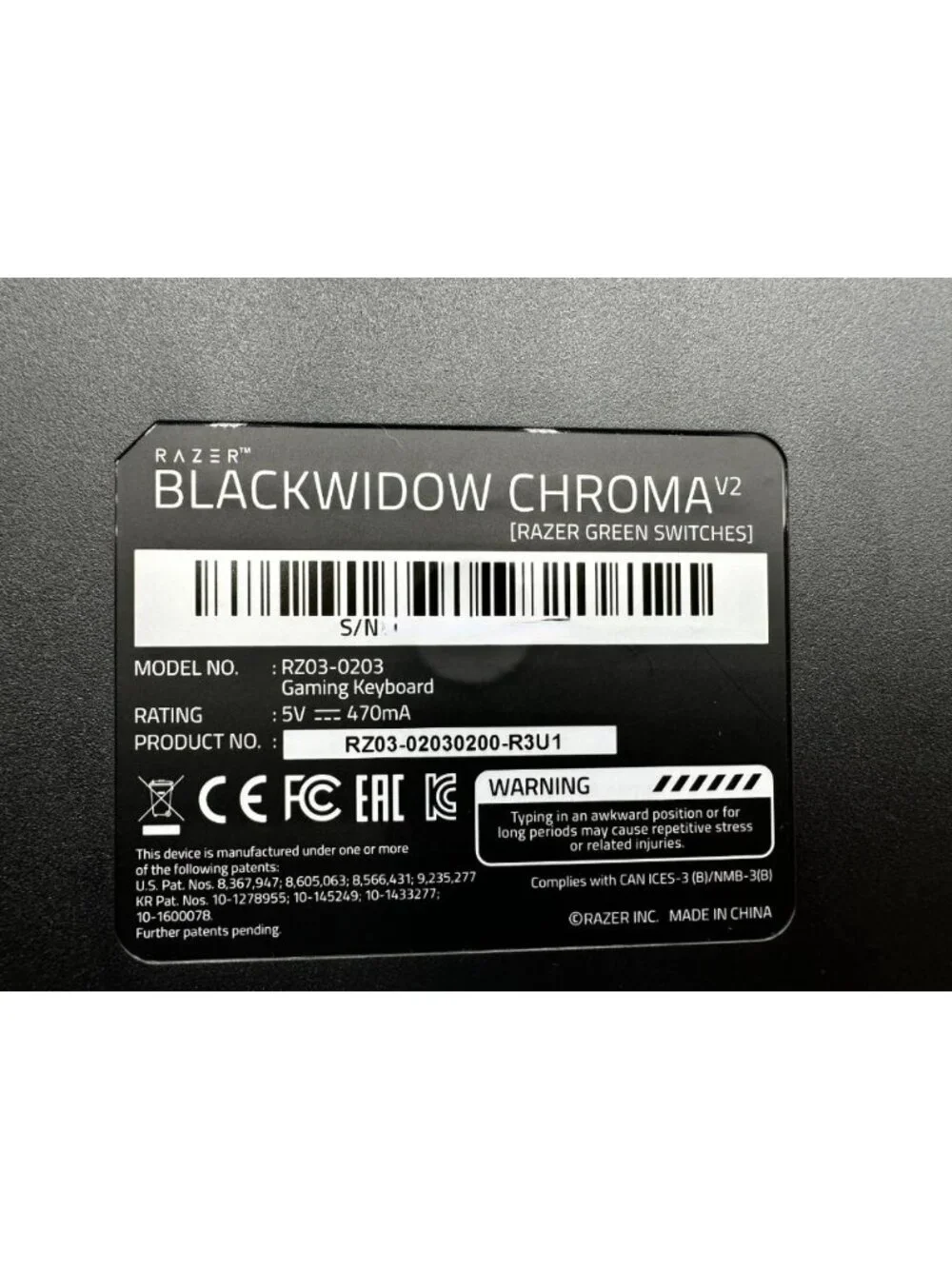 Razer BlackWidow Chroma V2 Keyboard Green Switch RGB Gaming Keyboard RZ03-0203